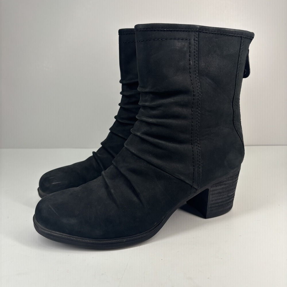 Rockport Cobb Hill Natashya‎ Women's US 9M Black Leather Heeled Slouch Mid Boots